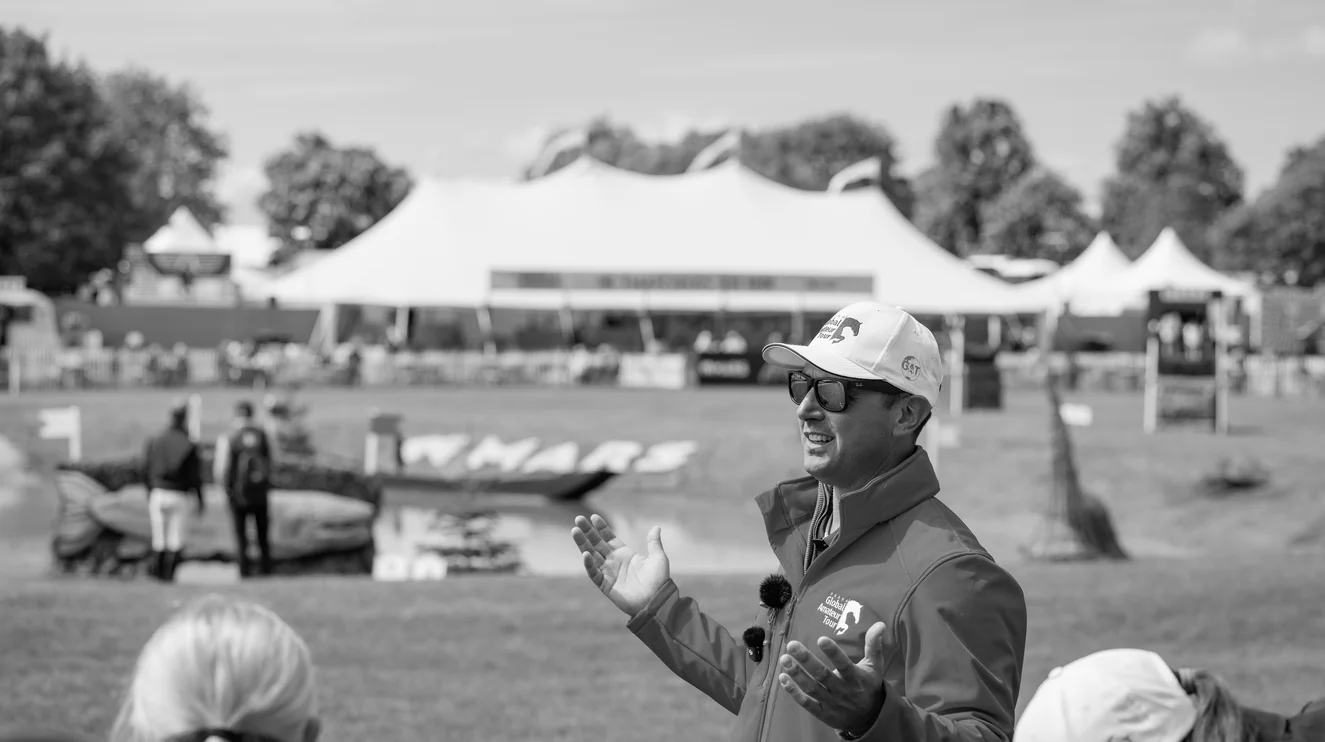Dan Bizzarro speaking at an equestrian event